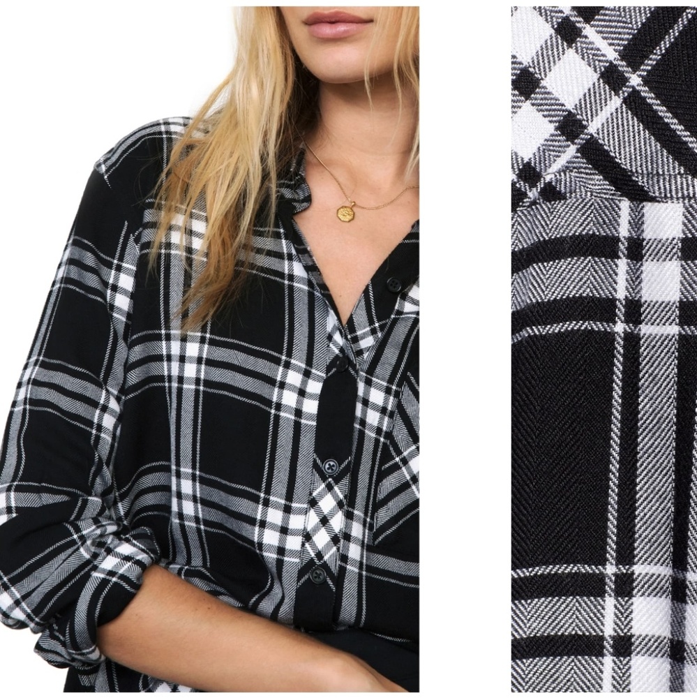 Rails Dylan Herringbone Check Plaid Dolman Shirt - image 8